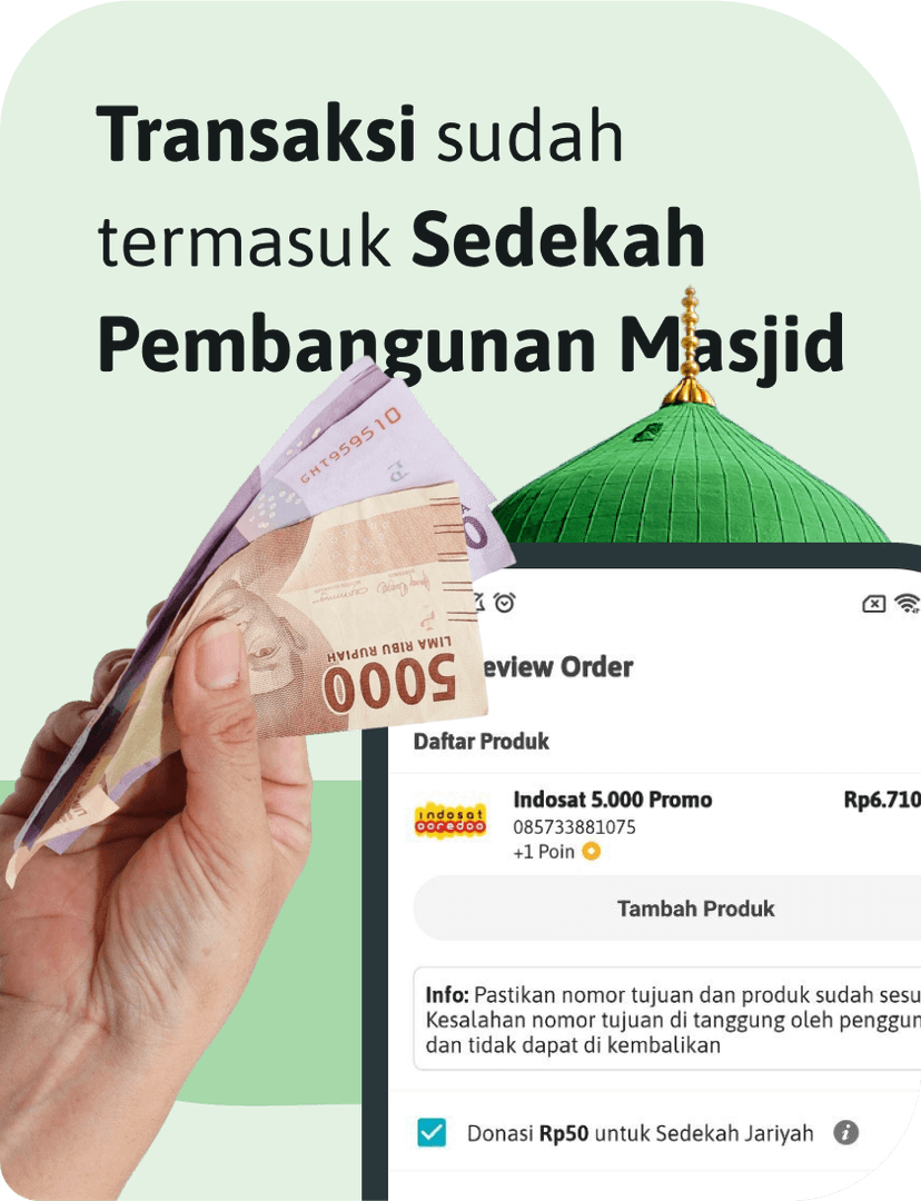 Transaksi sudah termasuk Sedekah Pembangunan Masjid