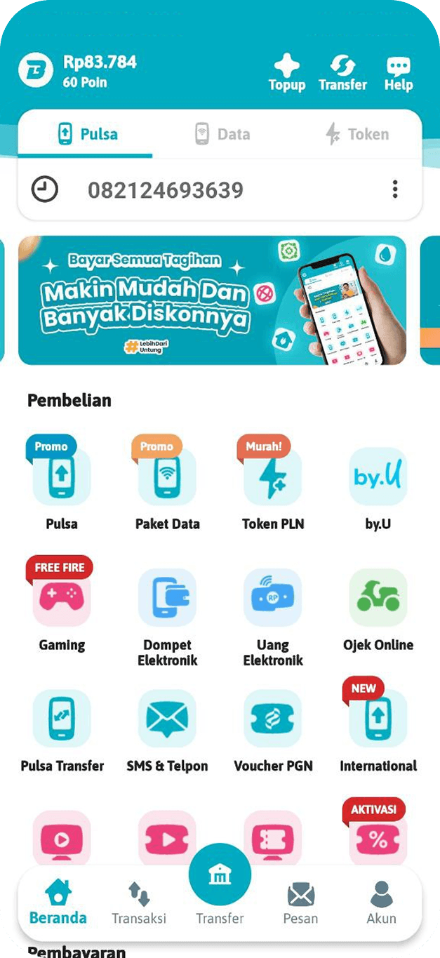 Bisatopup App Home Screen