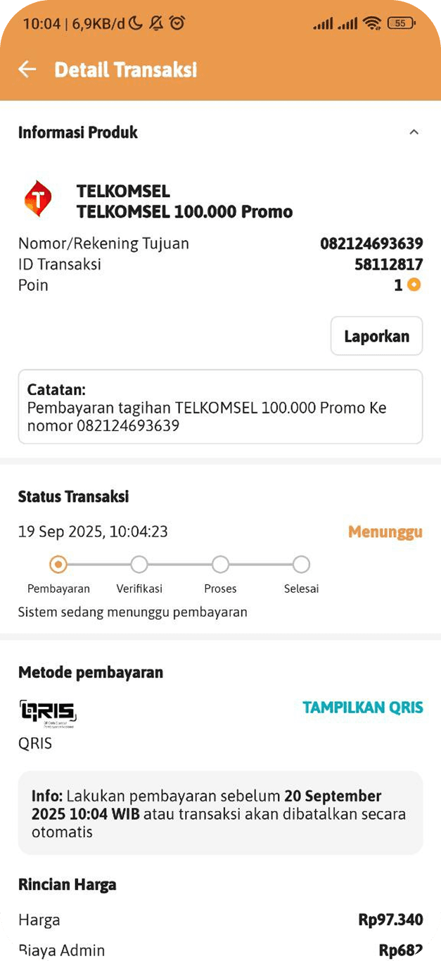 Bisatopup App Transaction Details